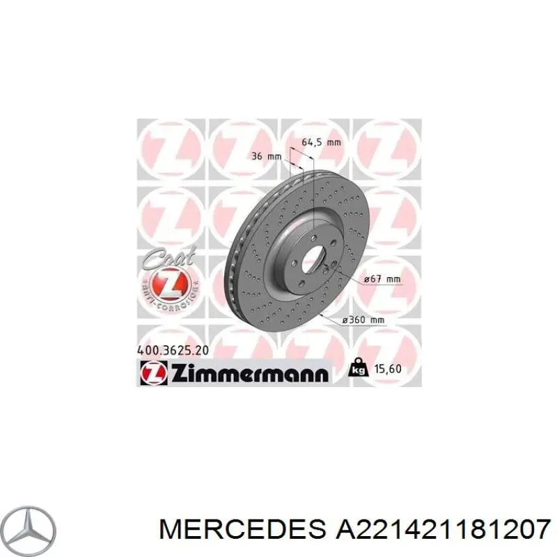 A221421181207 Mercedes disco de freno delantero
