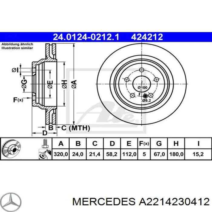 A2214230412 Mercedes disco de freno trasero
