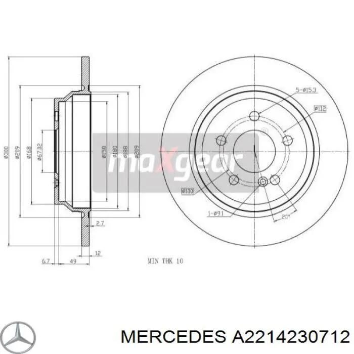 Disco de freno trasero Mercedes A2214230712 precio, desde 43,74 EUR