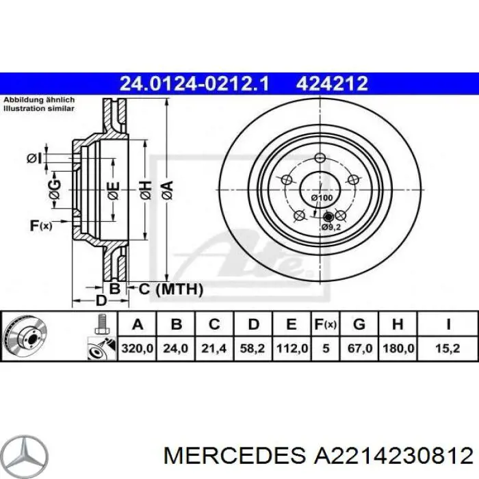 A2214230812 Mercedes disco de freno trasero