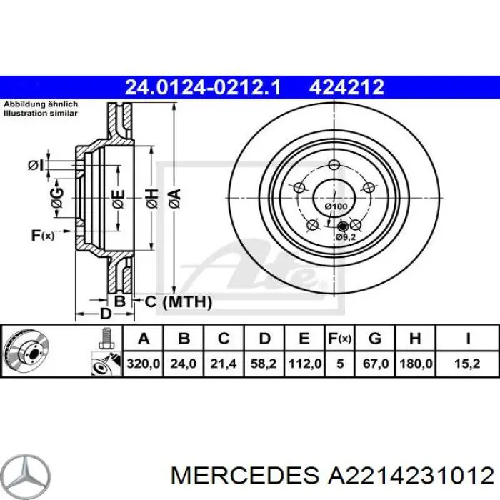 Disco de freno trasero Mercedes A2214231012 precio, desde 53,12 EUR