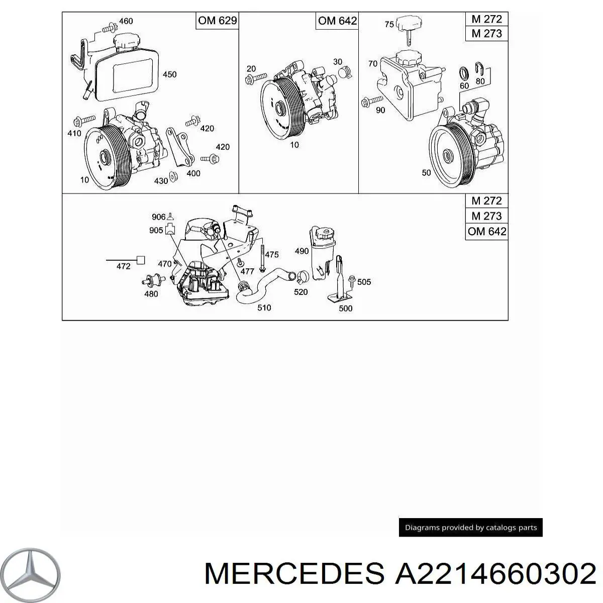 Depósito de bomba de dirección hidráulica A2214660302 Mercedes