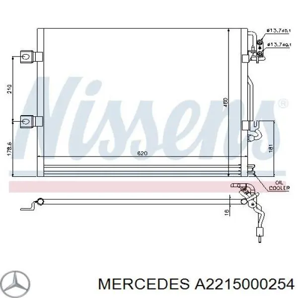 A2215000254 Mercedes Radiador de aire acondicionado