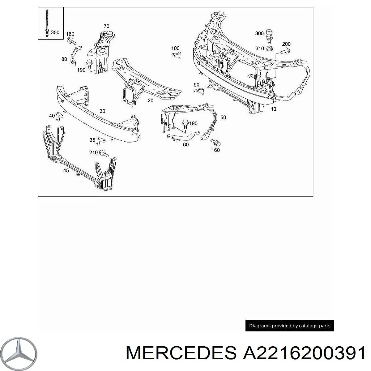 2216200391 Mercedes soporte de radiador izquierdo (panel de montaje para foco)