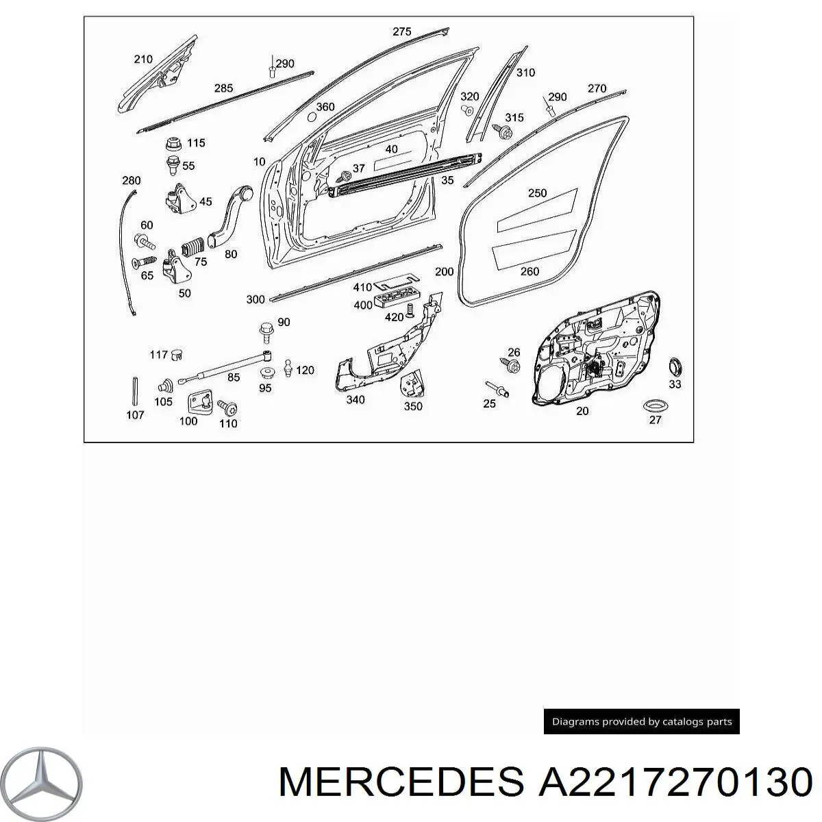 Guía de cristal del marco de la puerta delantera izquierda Mercedes A2217270130 precio, desde 147,30 EUR