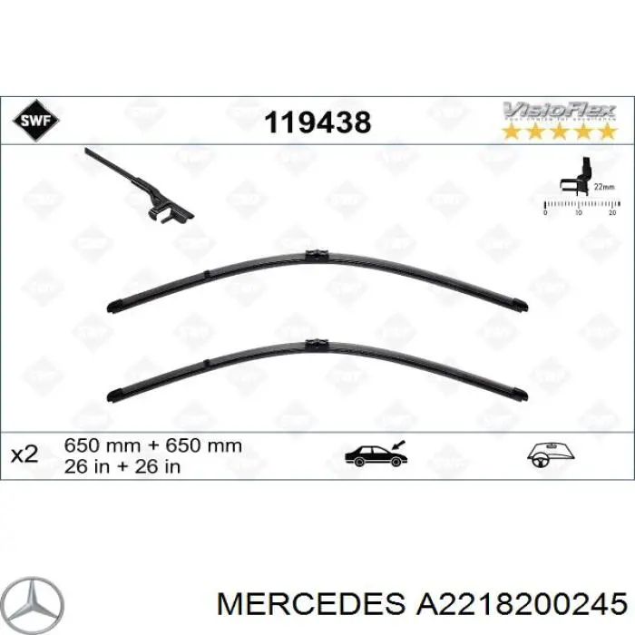 Escobillas delanteras Mercedes A2218200245 precio, desde 27,62 EUR
