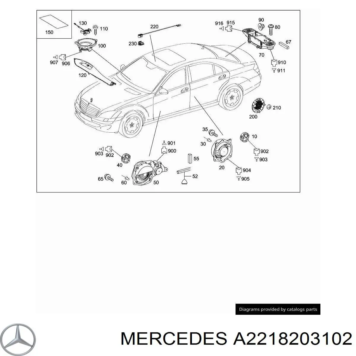 Altavoz de puerta trasera para Mercedes S (W221)