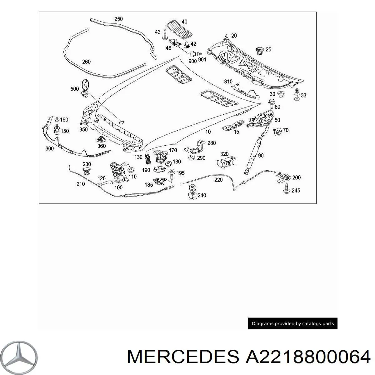 Palanca de apertura del capó Mercedes A2218800064 precio, desde 30,16 EUR