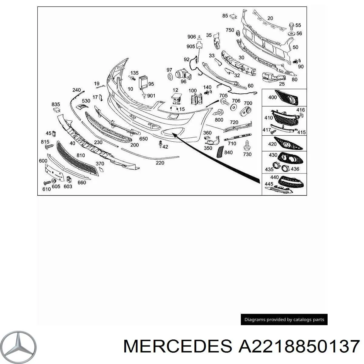 A2218850137 Mercedes Absorbedor del parachoques delantero