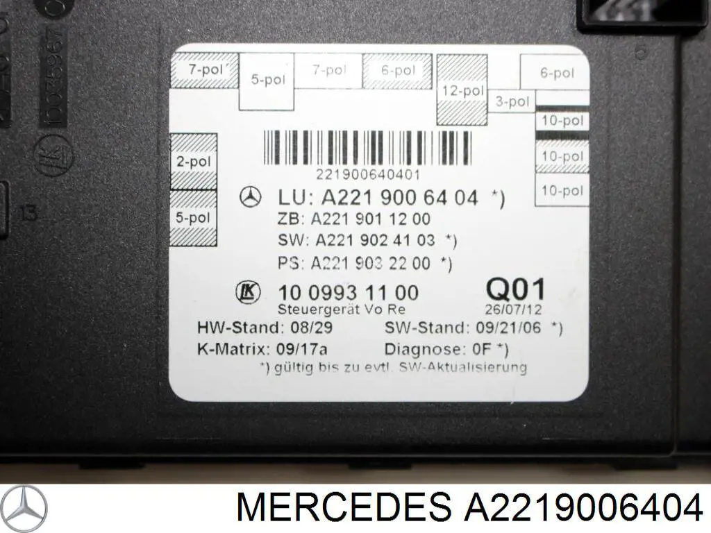 A2219006404 Mercedes Unidad de confort de la puerta delantera