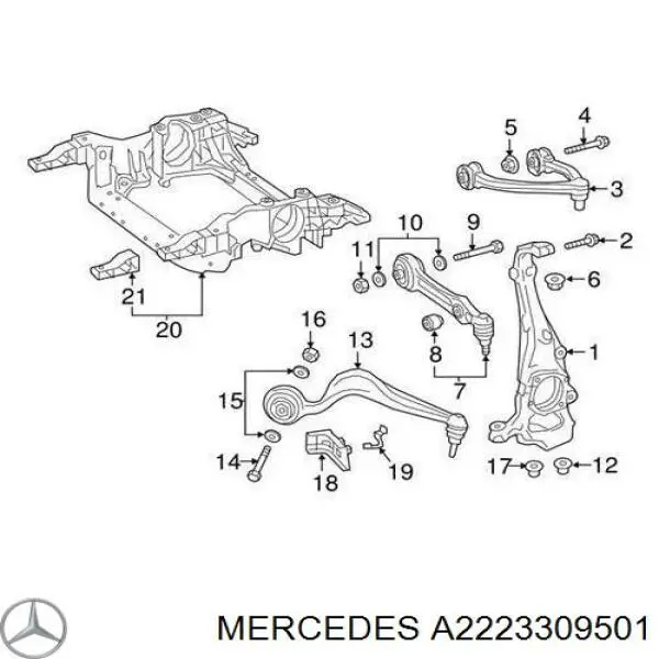 Brazo inferior derecho de la suspensión delantera Mercedes A2223309501 precio, desde 573,26 EUR
