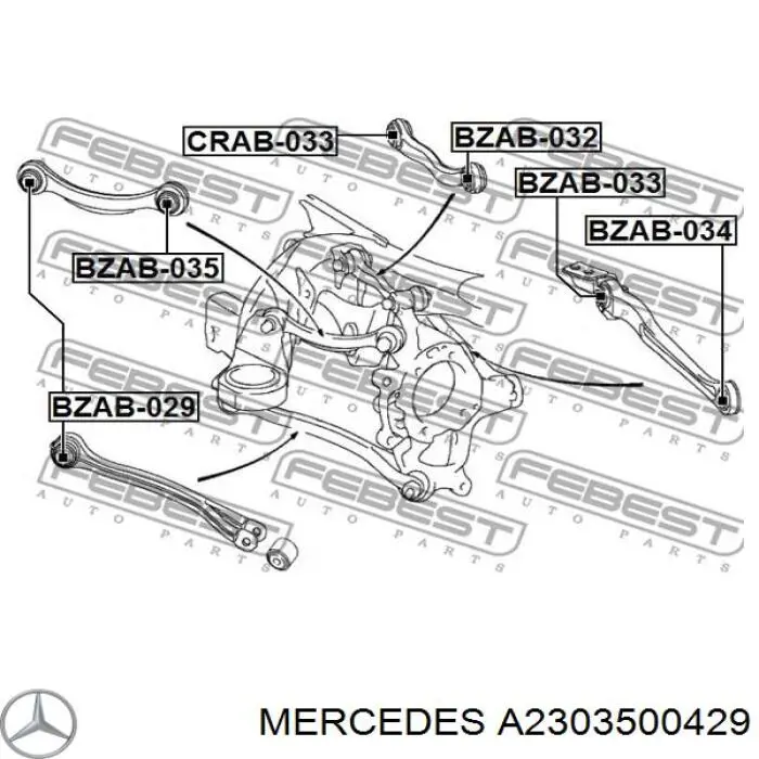 Brazo inferior derecho de la suspensión trasera Mercedes A2303500429 precio, desde 30,49 EUR