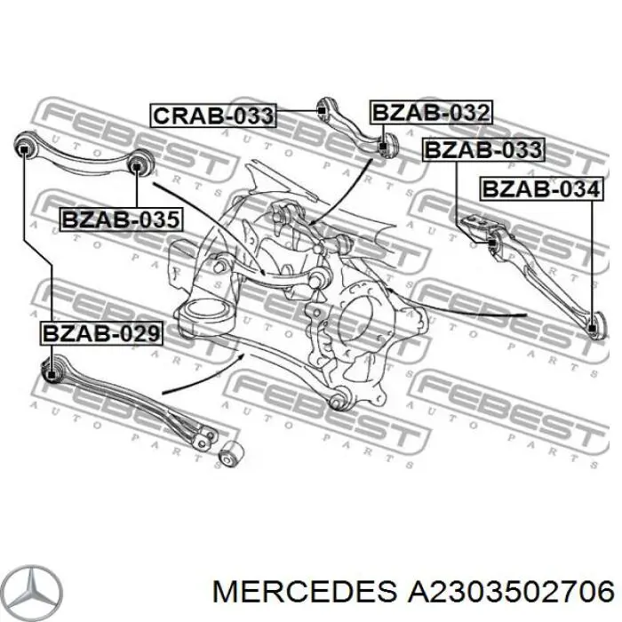 A2303502706 Mercedes brazo suspension trasero superior izquierdo
