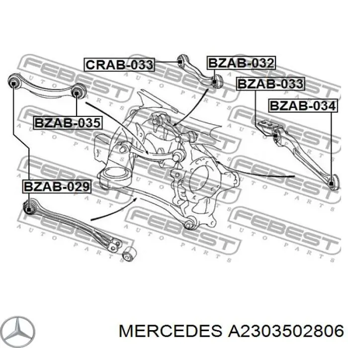 Comprar A2303502806 Mercedes Brazo superior derecho de la suspensión trasera