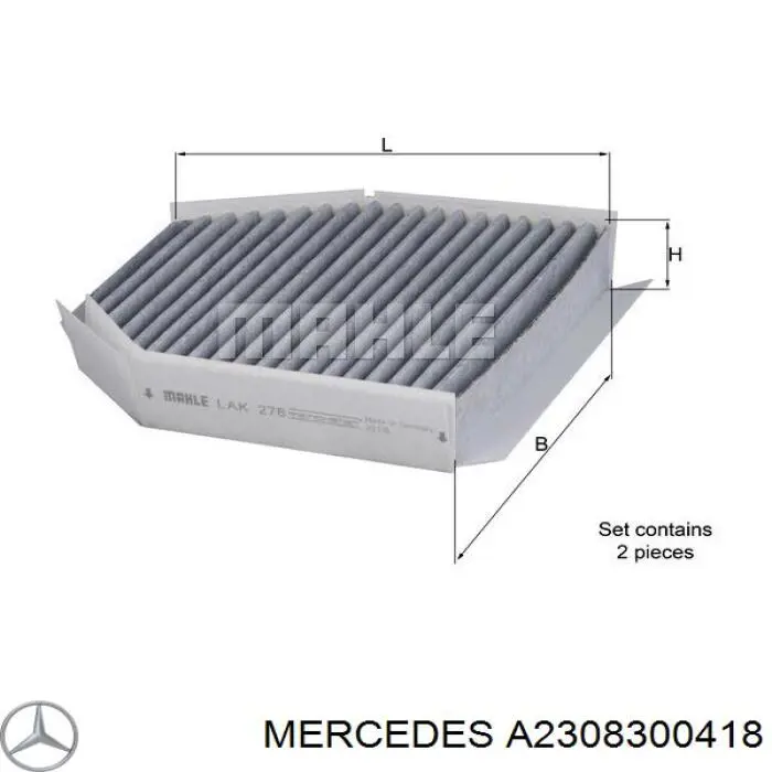 A2308300418 Mercedes filtro de habitáculo