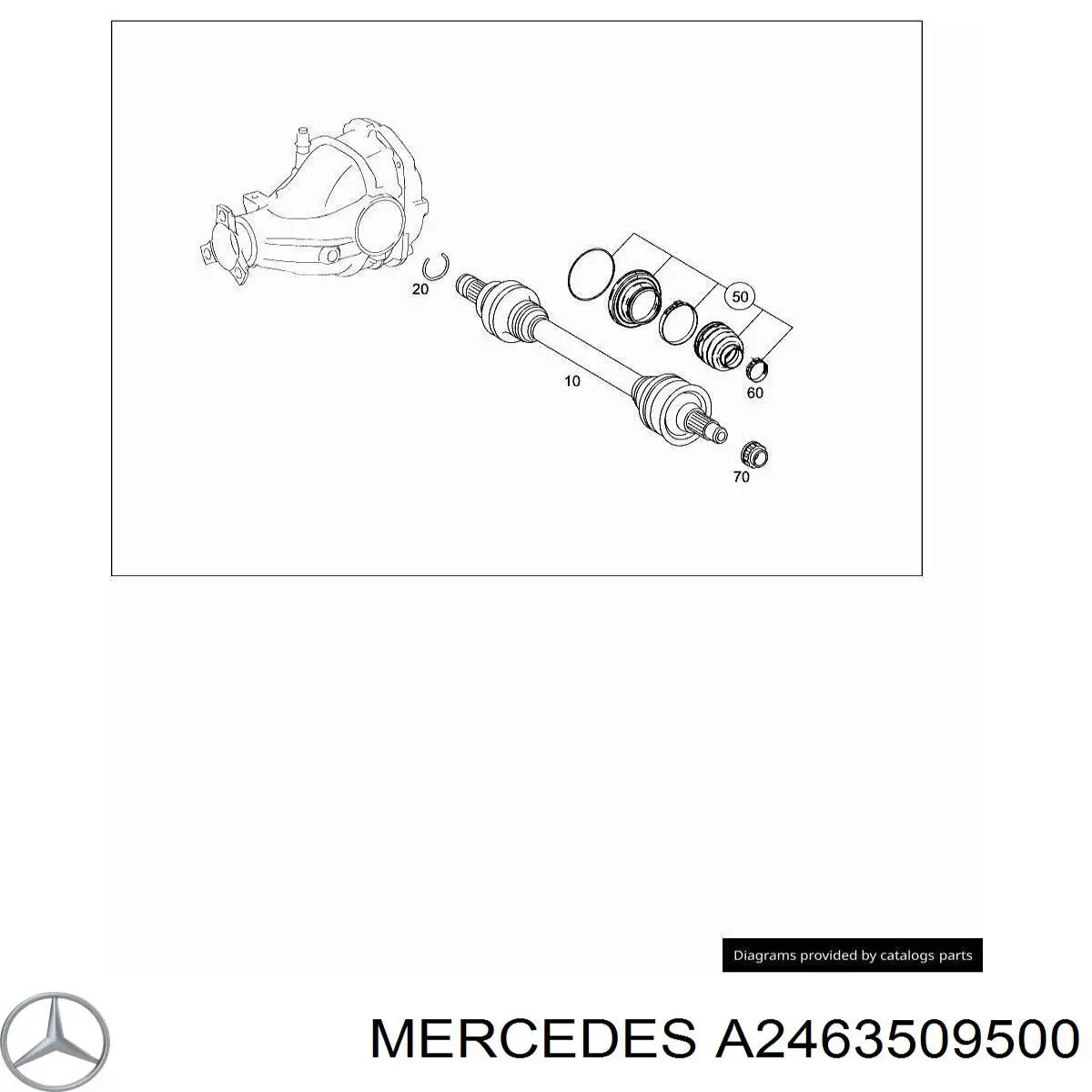 246350950064 Mercedes árbol de transmisión trasero izquierdo