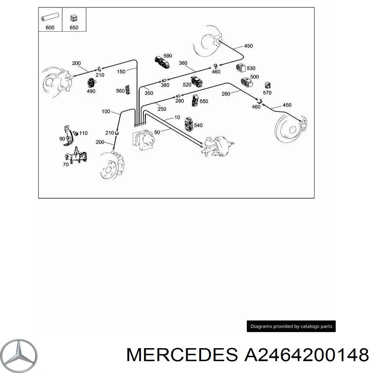 Latiguillo de freno trasero A2464200148 Mercedes