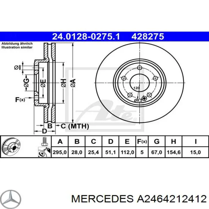 Frenos delanteros Mercedes A2464212412 precio, desde 42,37 EUR