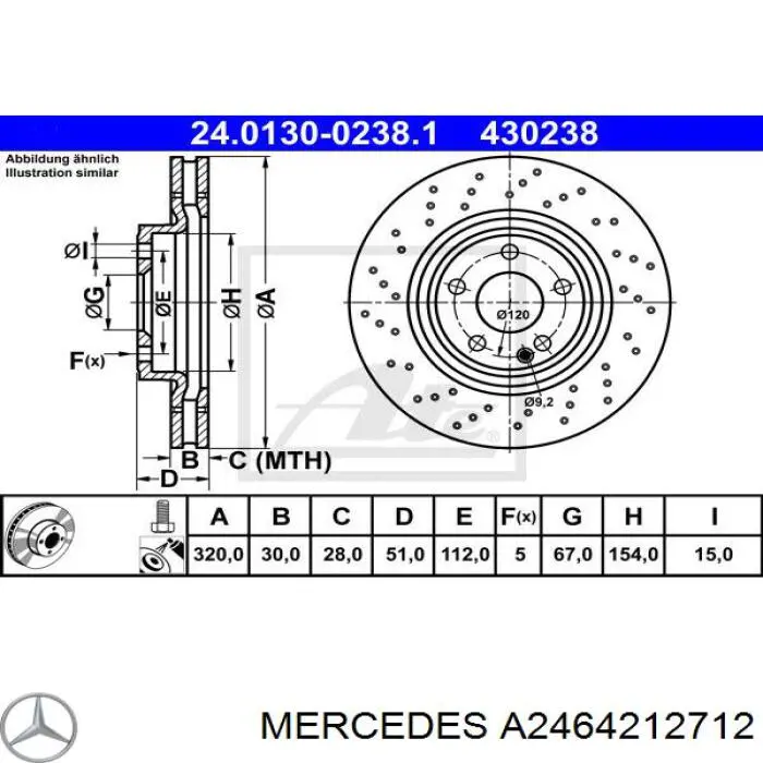 A2464212712 Mercedes disco de freno delantero