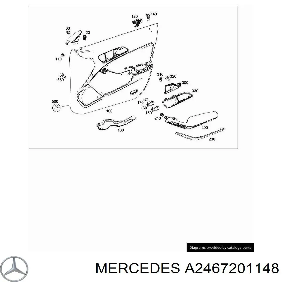 A2467201148 Mercedes tapón, pomo manija interior, puerta delantera izquierda