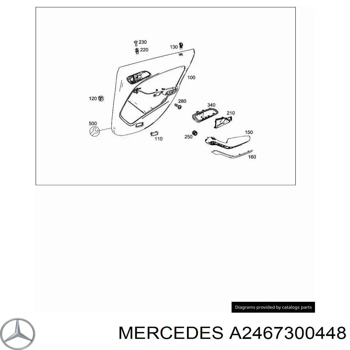 Tapón, pomo manija interior, puerta trasera derecha Mercedes A (W176)