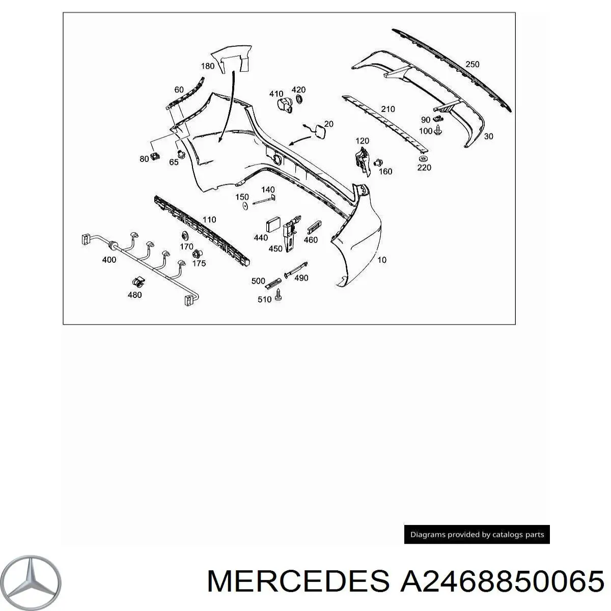 Comprar A2468850065 Mercedes Soporte central del parachoques trasero
