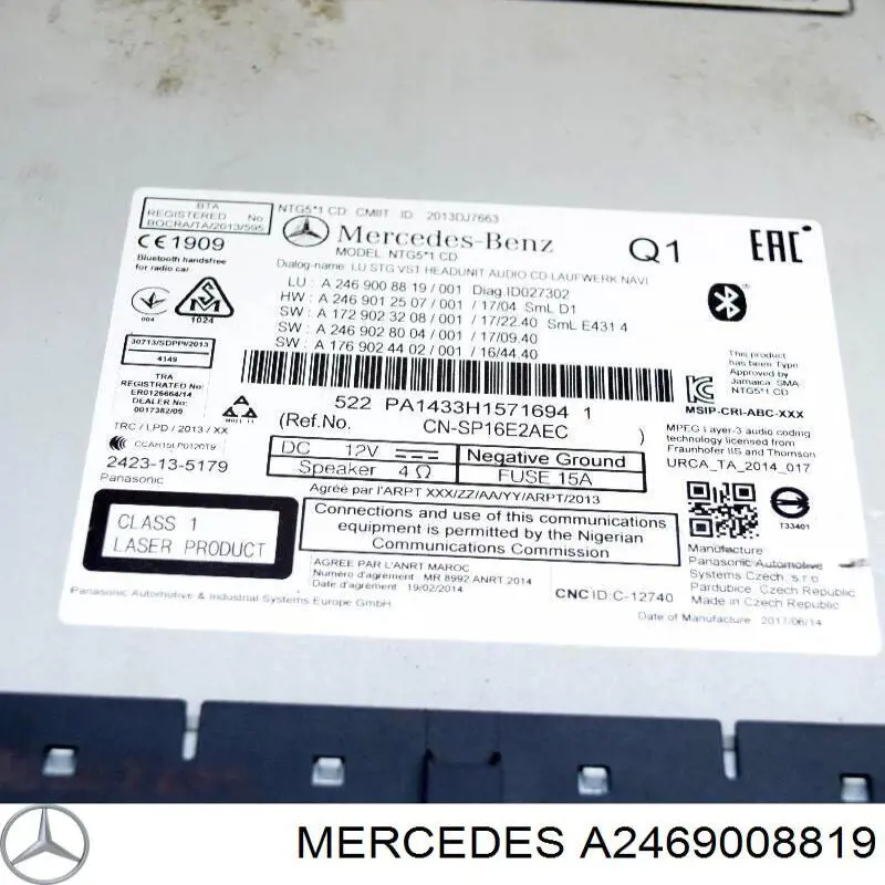 Bloque de botones de la consola central A2469008819 Mercedes