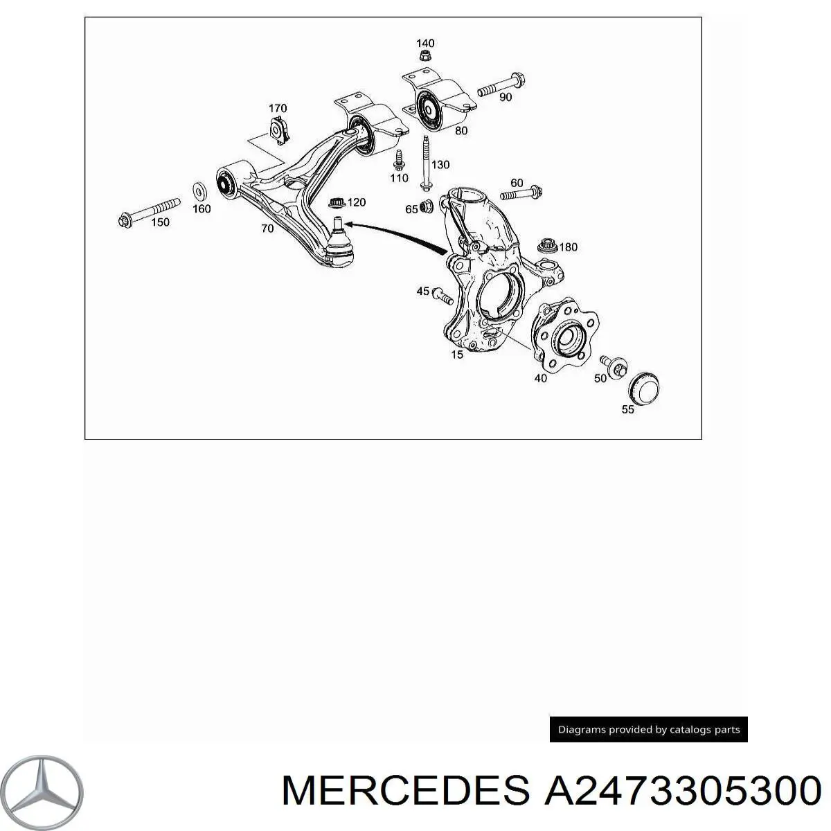 A2473305300 Mercedes barra oscilante, suspensión de ruedas delantera, inferior izquierda