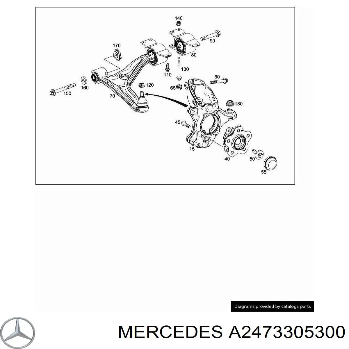 Barra oscilante, suspensión de ruedas delantera, inferior izquierda Mercedes B (W247)