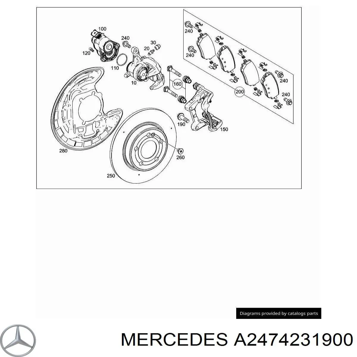 Pinza de freno trasera izquierda Mercedes A2474231900 precio, desde 108,90 EUR