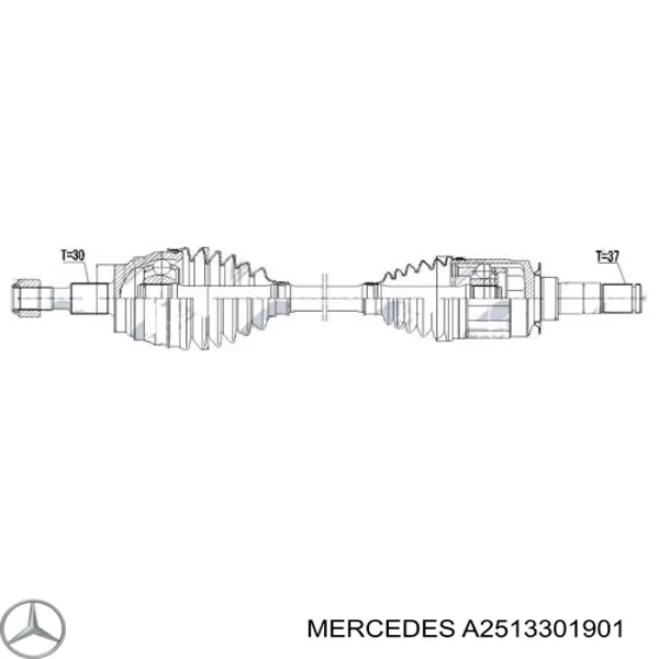 A2513301901 Mercedes árbol de transmisión delantero izquierdo