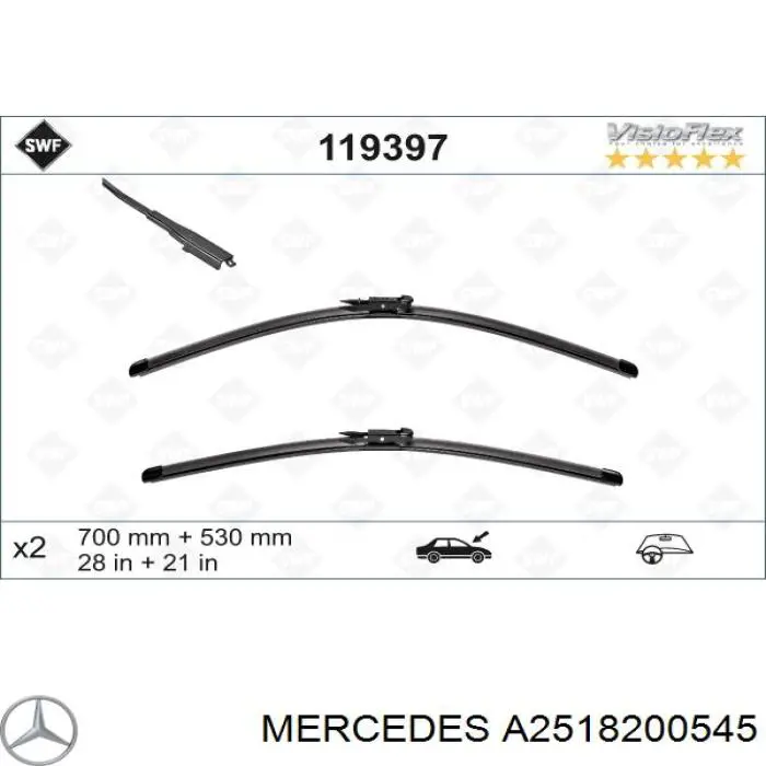 A2518200545 Mercedes Escobillas Limpiaparabrisas delanteras