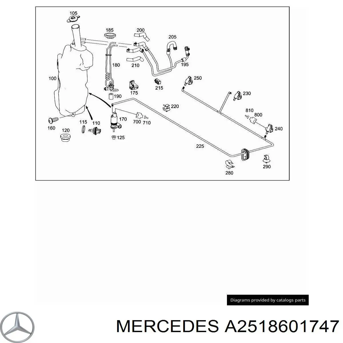 A2518601747 Mercedes tobera de agua regadora, lavado de faros, delantera izquierda