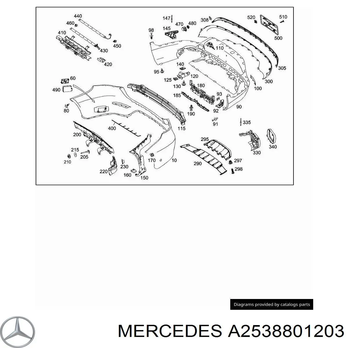 Soporte del parachoques trasero derecho Mercedes A2538801203 precio, desde 69,70 EUR