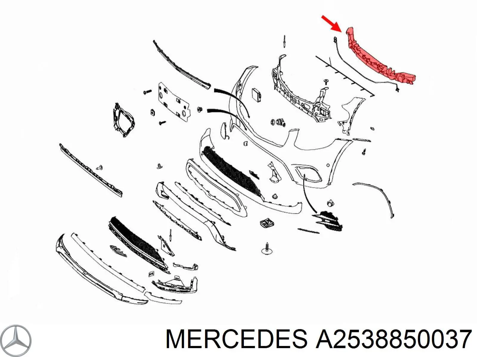 Absorbedor del parachoques delantero Mercedes A2538850037 precio, desde 51,58 EUR