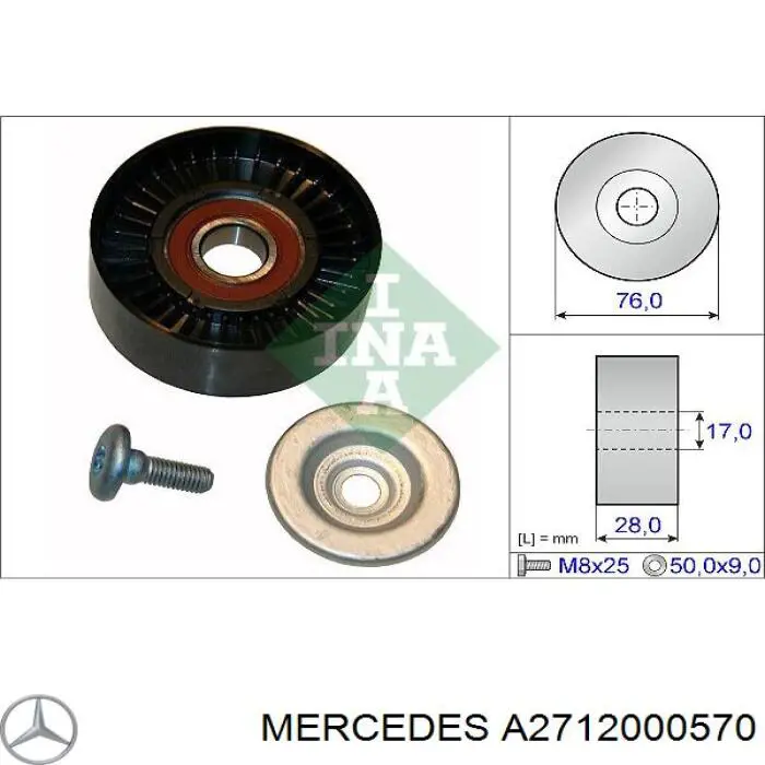 A2712000570 Mercedes Polea guía correa poli V
