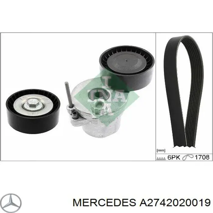 A2742020019 Mercedes polea inversión / guía, correa poli v