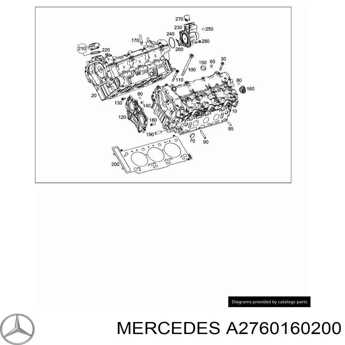 A2760160200 Mercedes junta de culata derecha