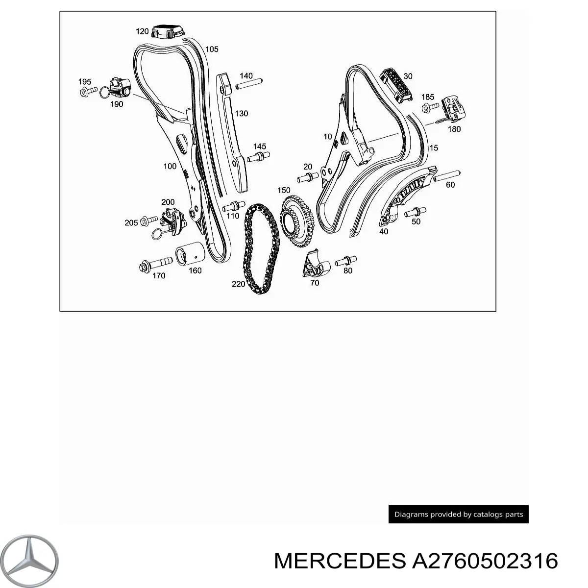 2760502316 Mercedes carril de deslizamiento, cadena de distribución izquierdo