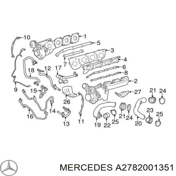 A2782001351 Mercedes conducto aceite, turbocompresor, retorno