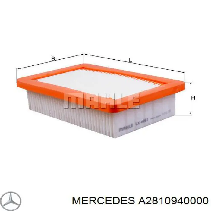 A2810940000 Mercedes Filtro de aire de motor