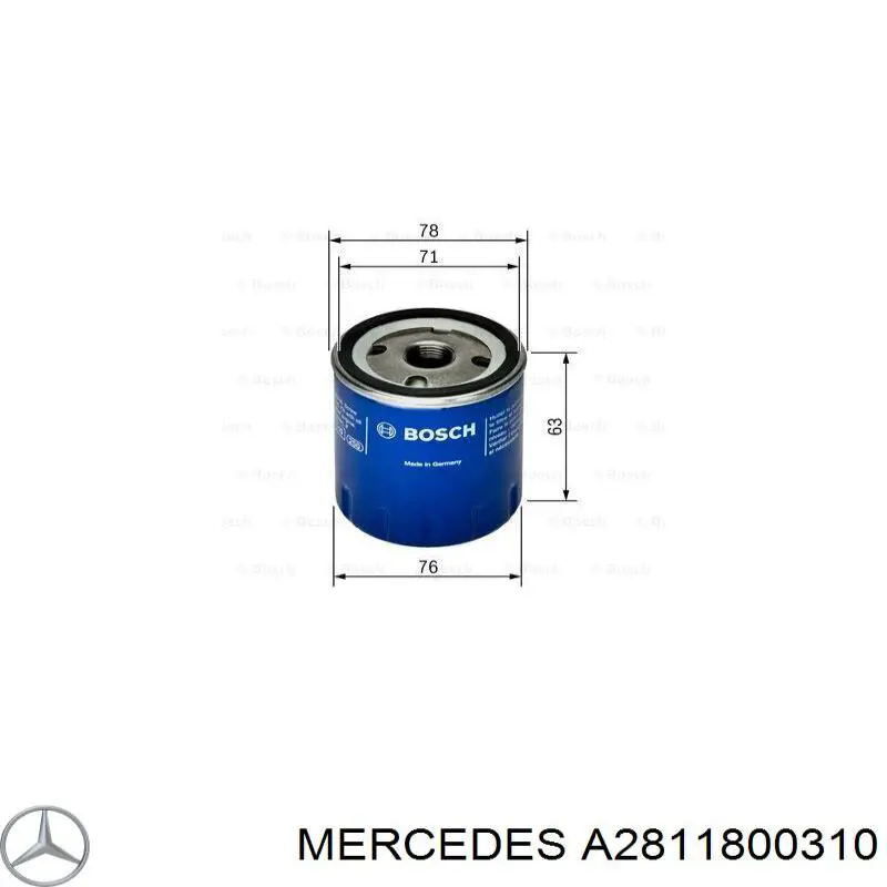 Filtro de aceite Mercedes A2811800310 precio, desde 3,89 EUR