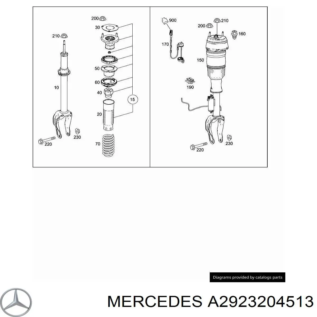 A2923204513 Mercedes amortiguador delantero izquierdo