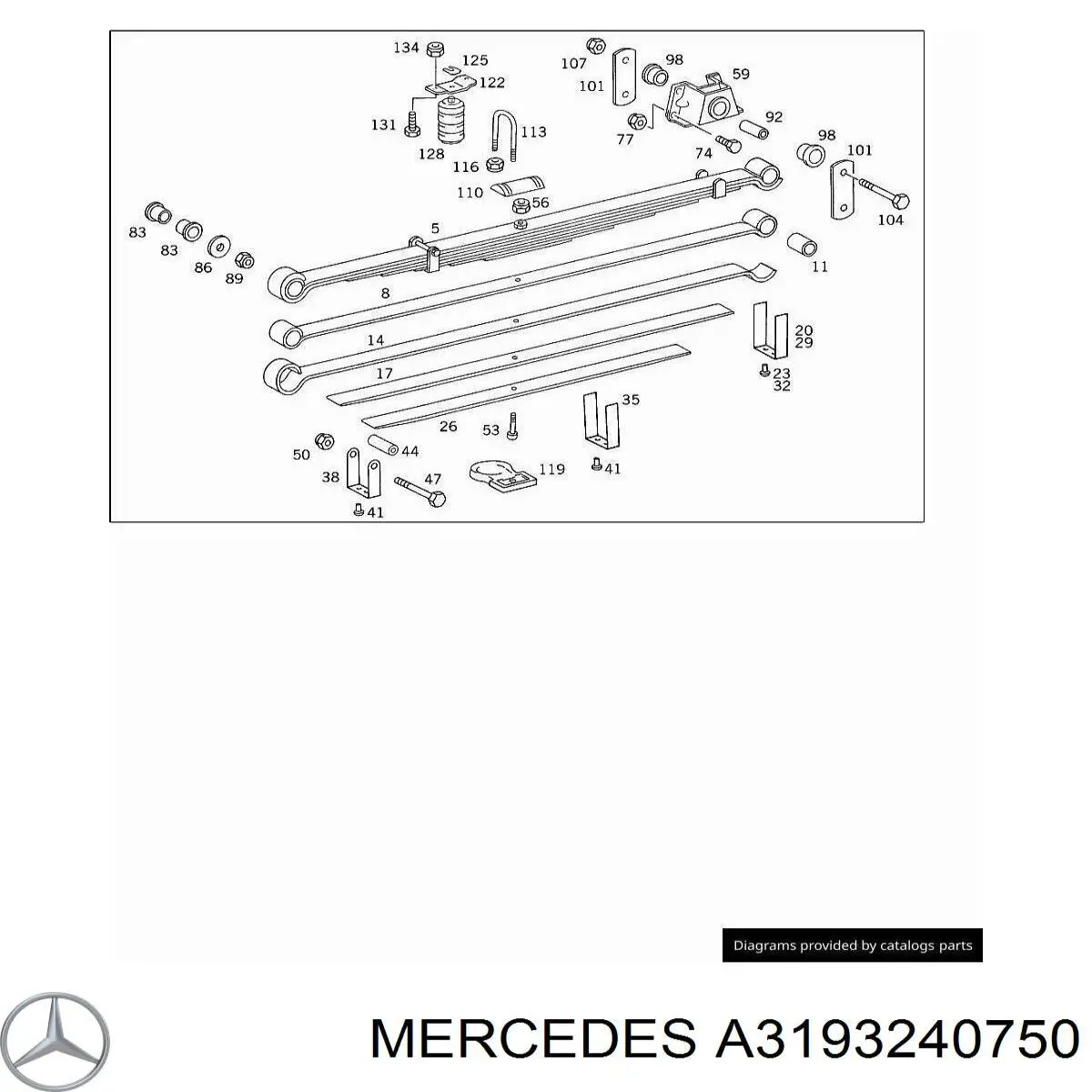 Buje metálico de la ballesta delantera Mercedes 3193240750