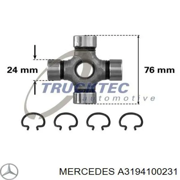 Cruceta del eje cardán trasero Mercedes A3194100231 precio, desde 11,10 EUR