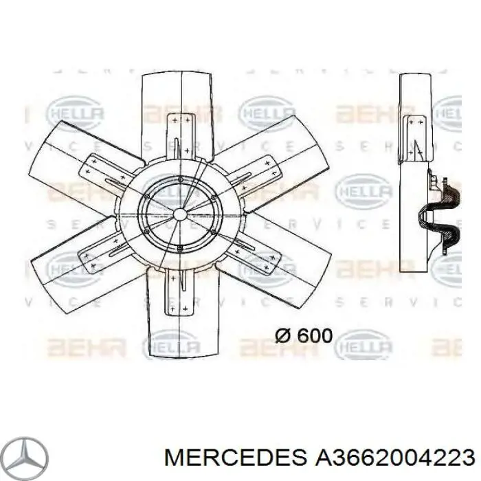 A3662004223 Mercedes embrague, ventilador del radiador