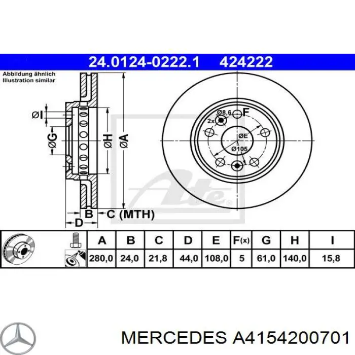 Disco de freno A4154200701 Mercedes