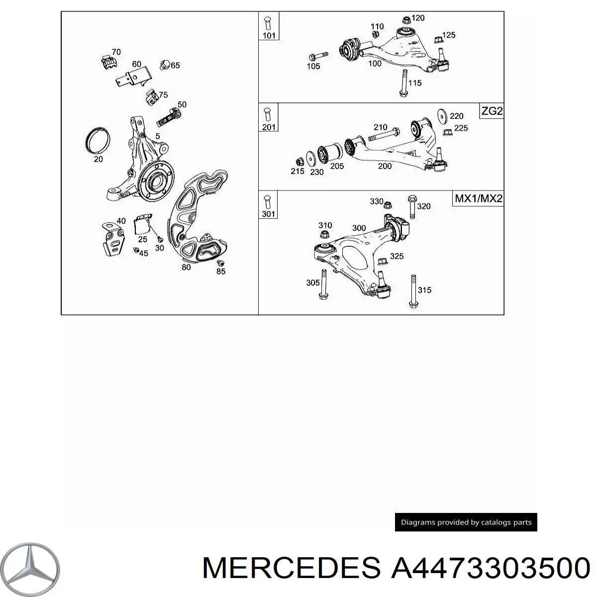 A4473303500 Mercedes barra oscilante, suspensión de ruedas delantera, inferior derecha