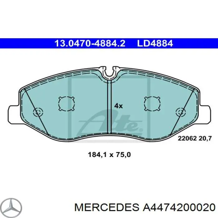 A4474200020 Mercedes pastillas de freno delanteras