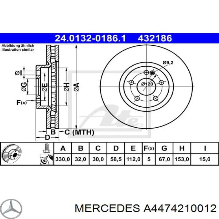 Comprar A4474210012 Mercedes Freno de disco delantero